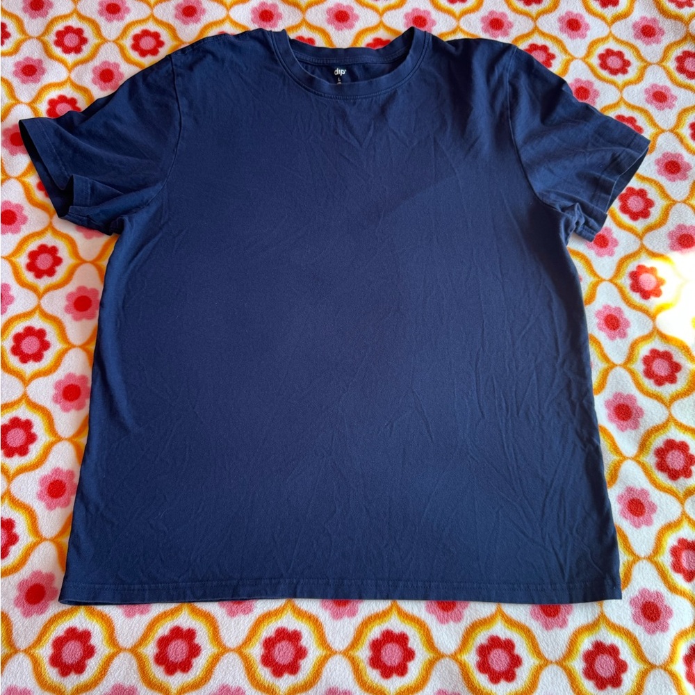 Short Sleeve Navy Blue Scooped High Neck Women’s Top